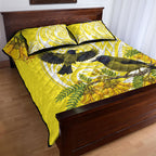 Bellbird New Zealand Quilt Bed Set Korimako Kowhai Maori Pattern
