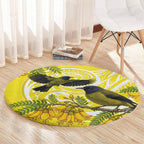 Bellbird New Zealand Round Carpet Korimako Kowhai Maori Pattern