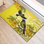Bellbird New Zealand Rubber Doormat Korimako Kowhai Maori Pattern