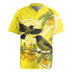 Bellbird New Zealand Rugby Jersey Korimako Kowhai Maori Pattern