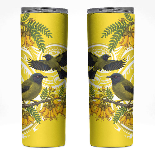 Bellbird New Zealand Skinny Tumbler Korimako Kowhai Maori Pattern