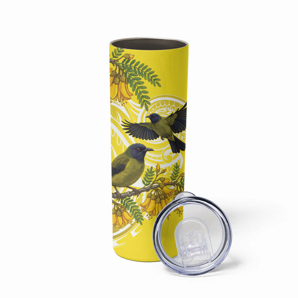 Bellbird New Zealand Skinny Tumbler Korimako Kowhai Maori Pattern