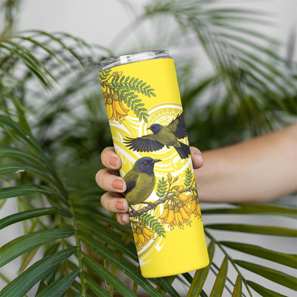 Bellbird New Zealand Skinny Tumbler Korimako Kowhai Maori Pattern