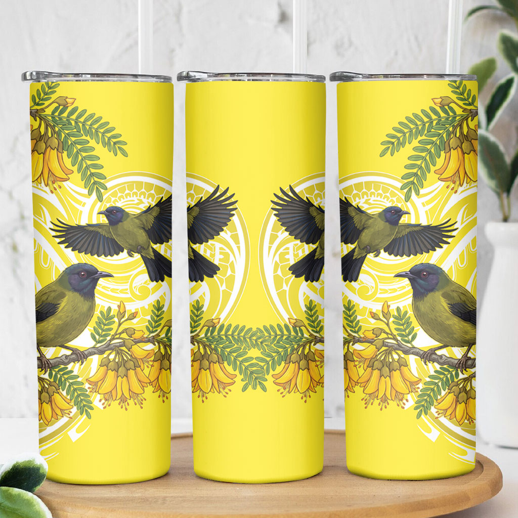 Bellbird New Zealand Skinny Tumbler Korimako Kowhai Maori Pattern