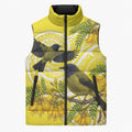 Bellbird New Zealand Sleeveless Puffer Jacket Korimako Kowhai Maori Pattern