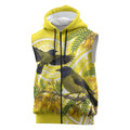 Bellbird New Zealand Sleeveless Zip Hoodie Korimako Kowhai Maori Pattern
