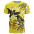Bellbird New Zealand T Shirt Korimako Kowhai Maori Pattern
