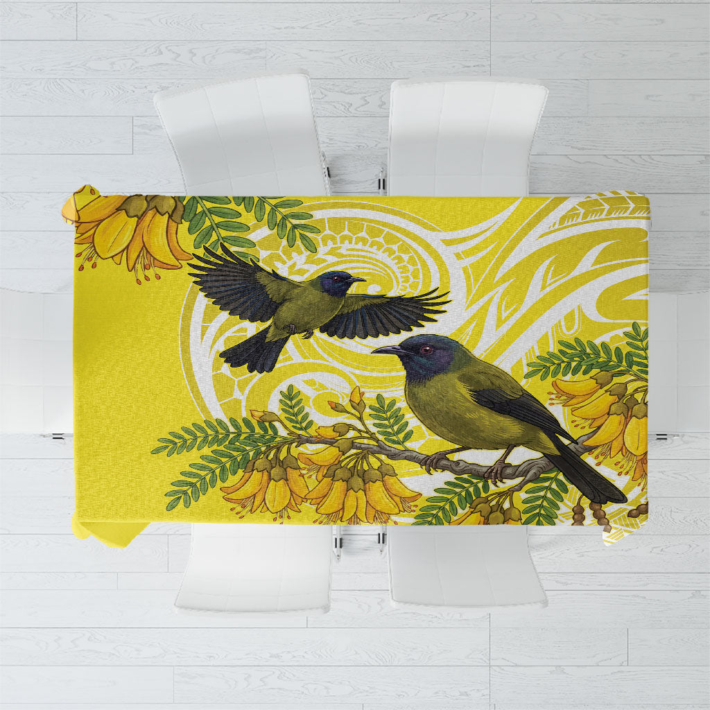 Bellbird New Zealand Tablecloth Korimako Kowhai Maori Pattern