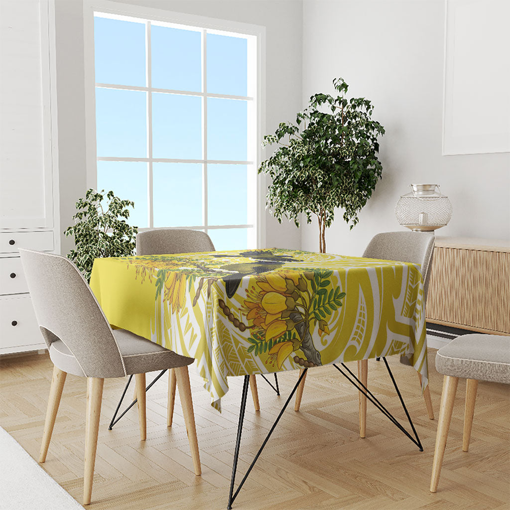 Bellbird New Zealand Tablecloth Korimako Kowhai Maori Pattern
