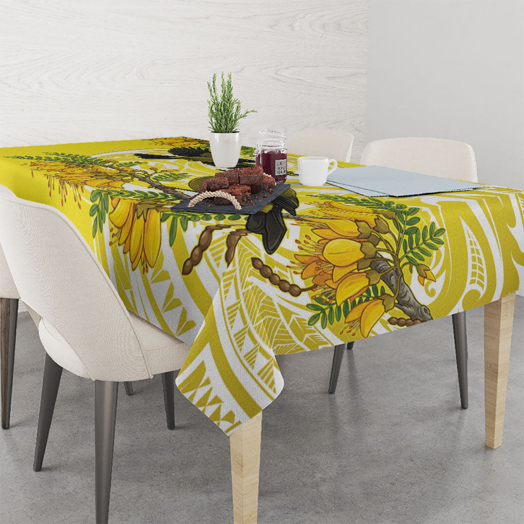 Bellbird New Zealand Tablecloth Korimako Kowhai Maori Pattern