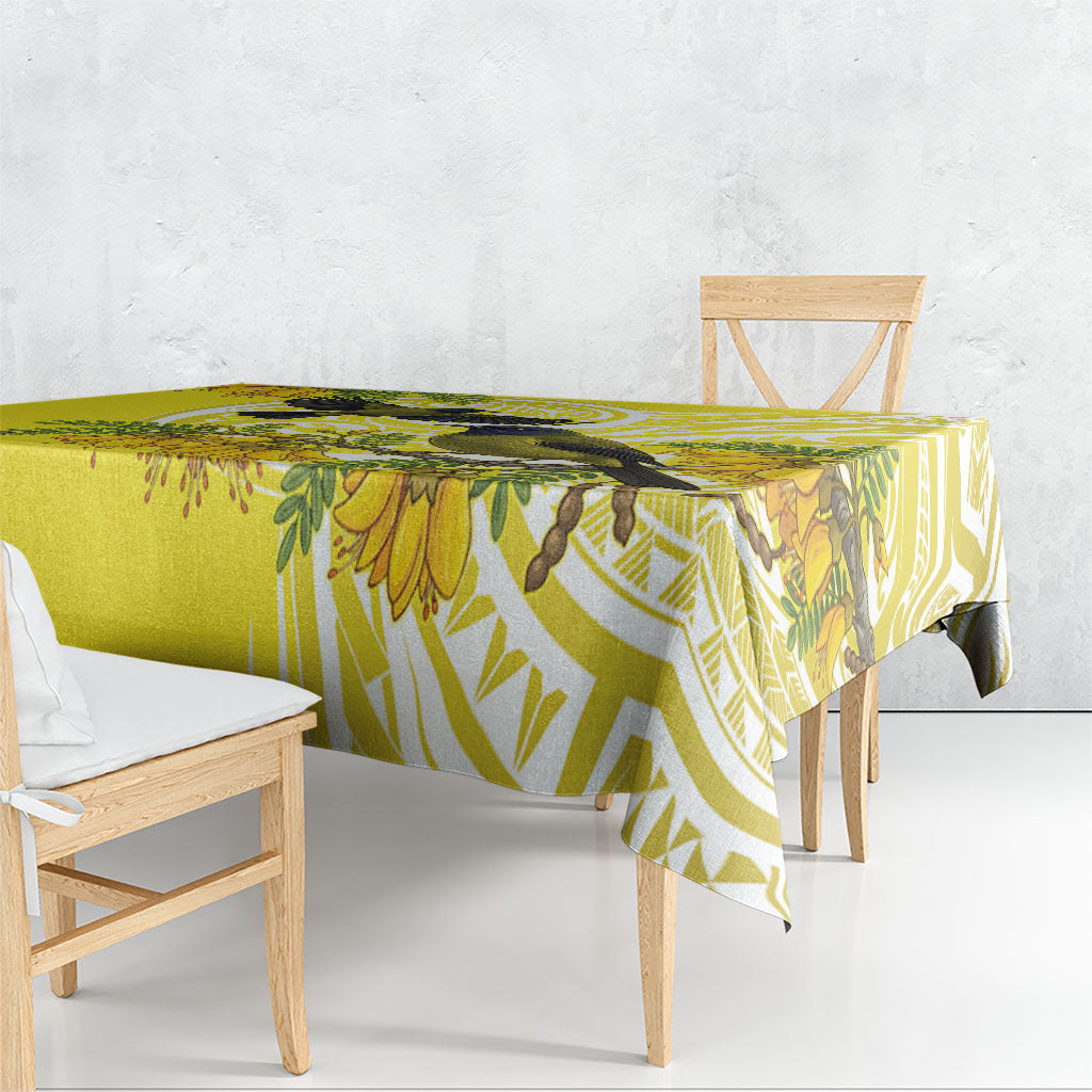 Bellbird New Zealand Tablecloth Korimako Kowhai Maori Pattern
