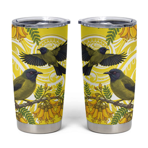 Bellbird New Zealand Tumbler Cup Korimako Kowhai Maori Pattern