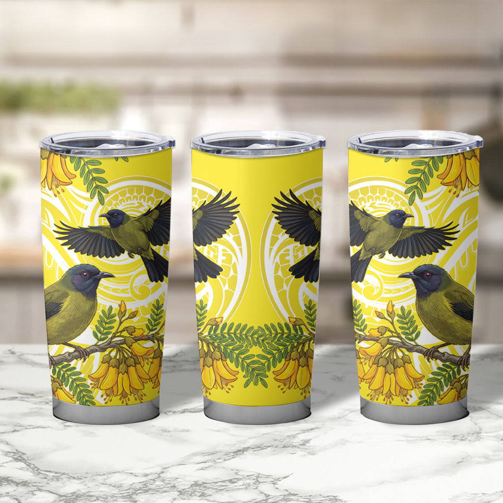 Bellbird New Zealand Tumbler Cup Korimako Kowhai Maori Pattern