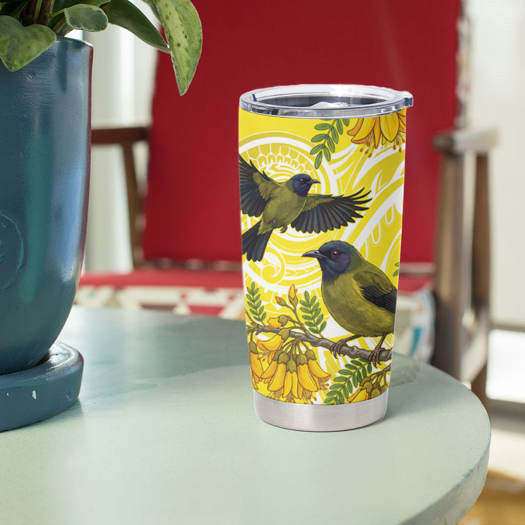 Bellbird New Zealand Tumbler Cup Korimako Kowhai Maori Pattern