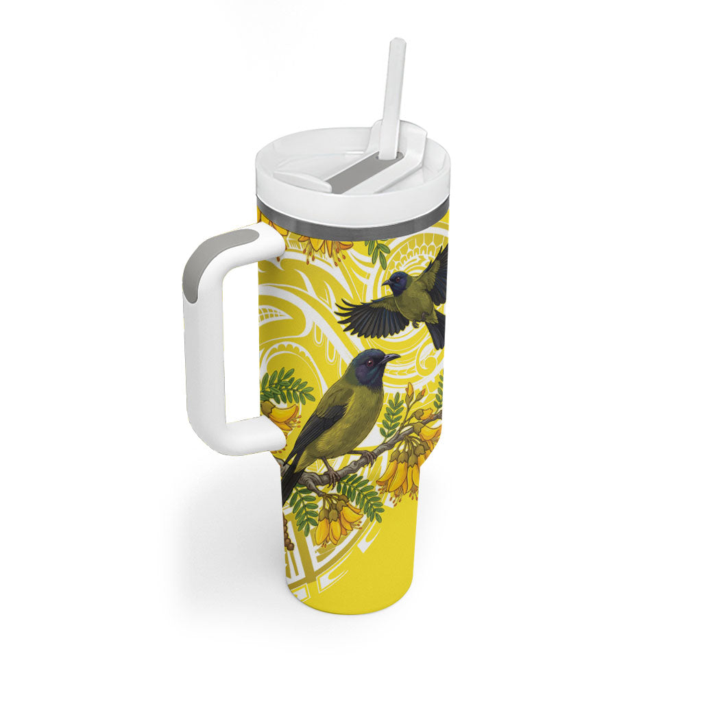 Bellbird New Zealand Tumbler With Handle Korimako Kowhai Maori Pattern