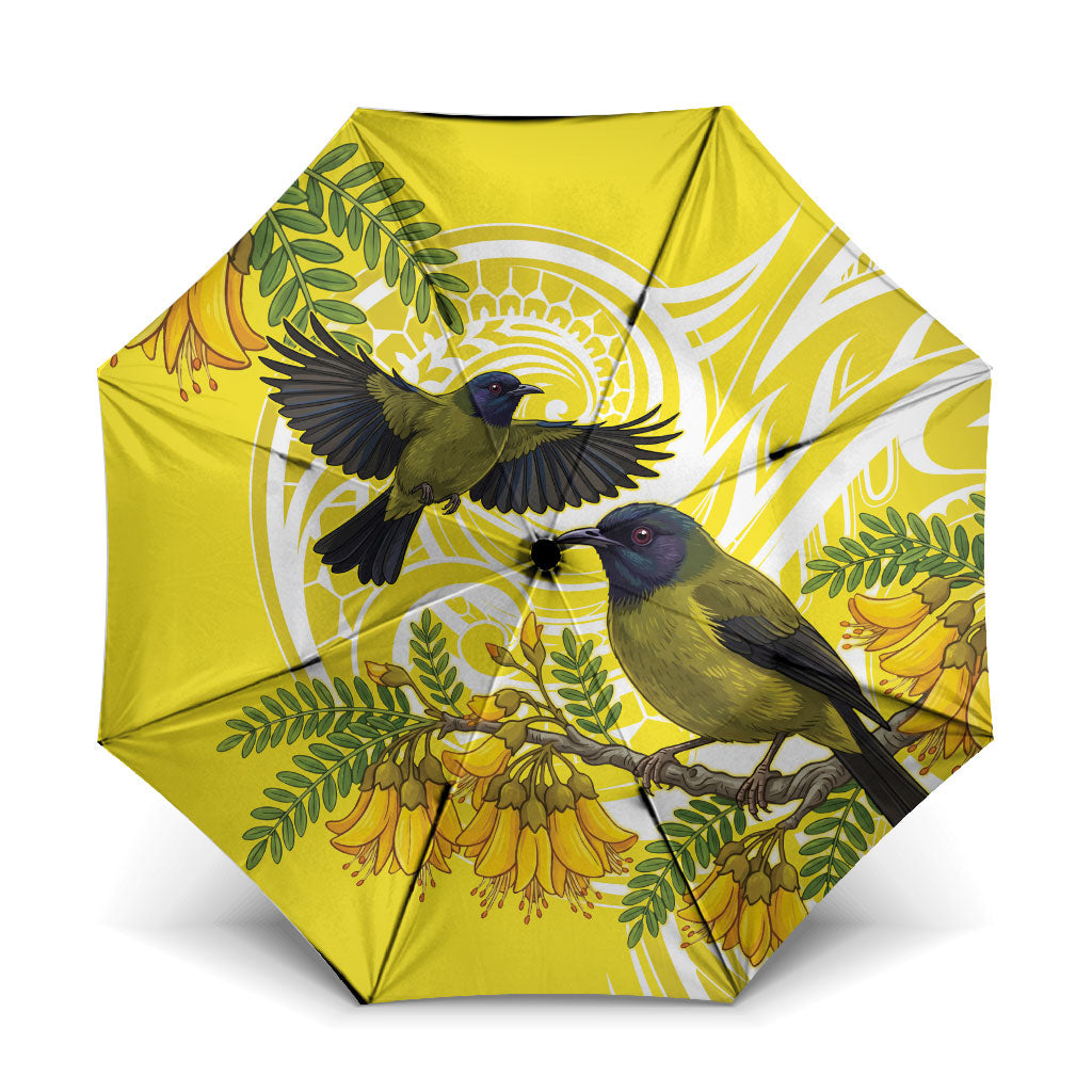 Bellbird New Zealand Umbrella Korimako Kowhai Maori Pattern