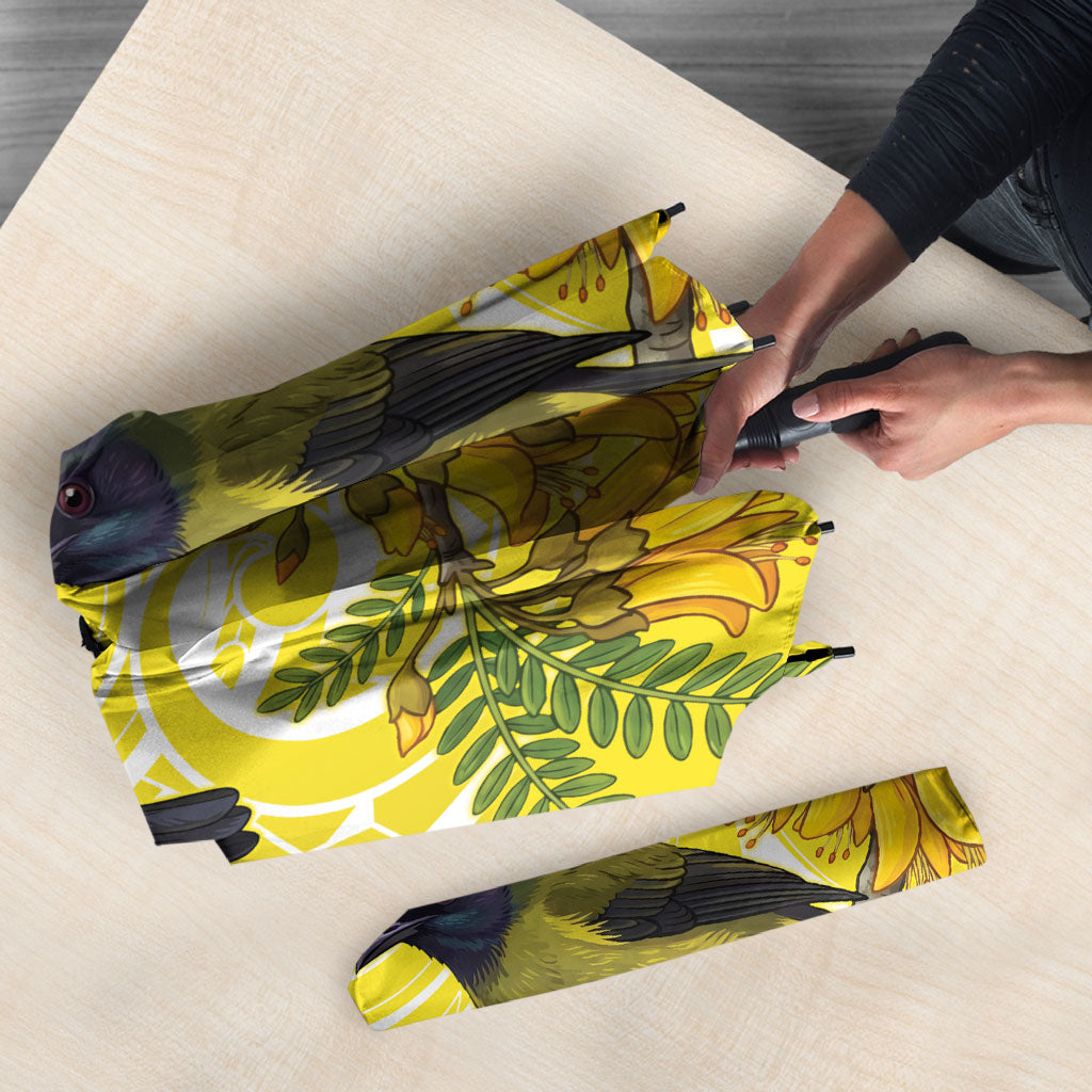 Bellbird New Zealand Umbrella Korimako Kowhai Maori Pattern
