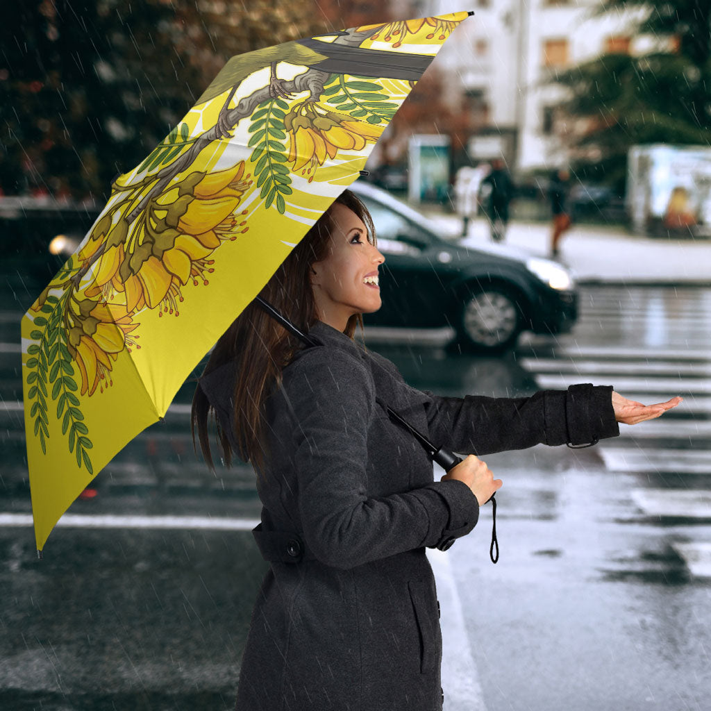 Bellbird New Zealand Umbrella Korimako Kowhai Maori Pattern