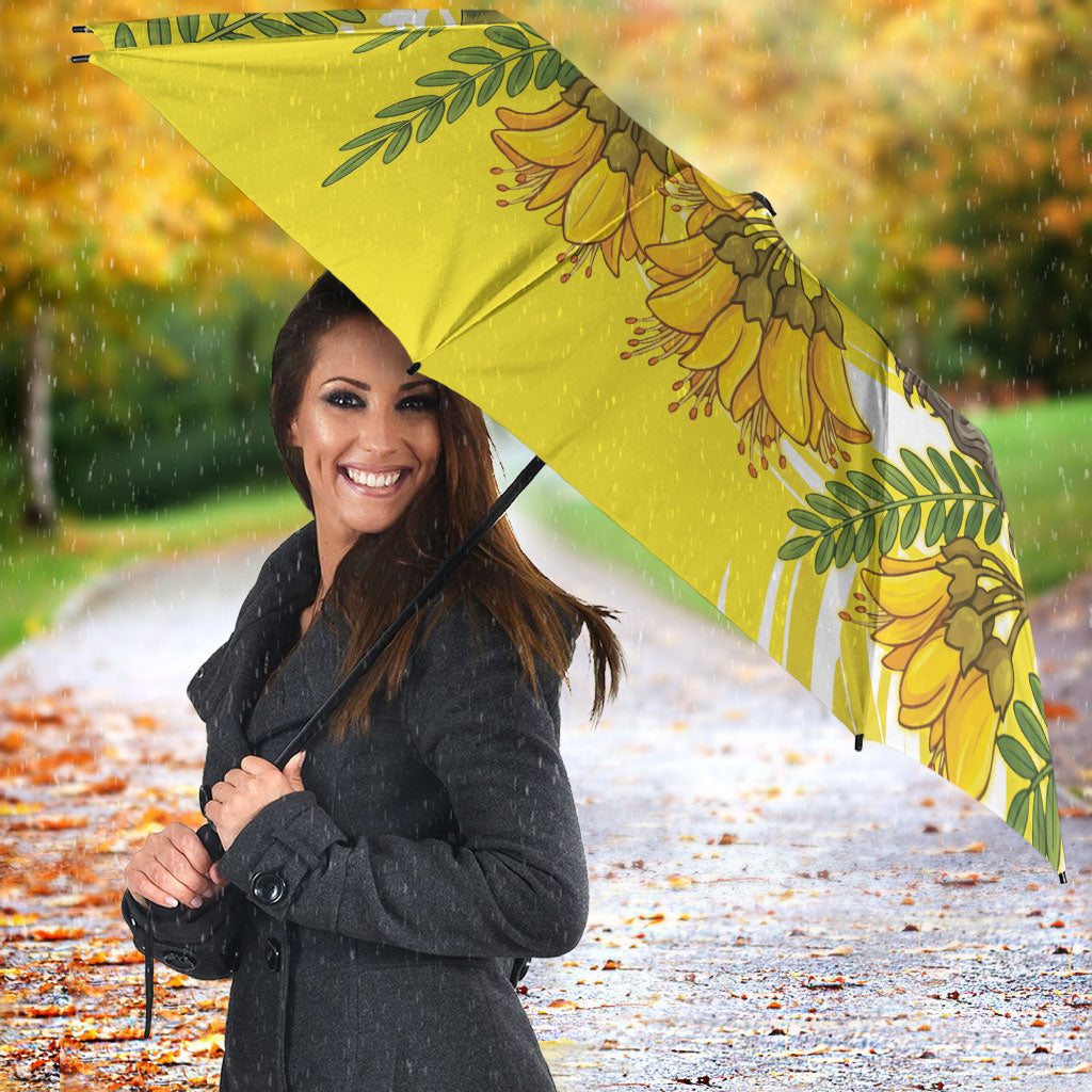 Bellbird New Zealand Umbrella Korimako Kowhai Maori Pattern