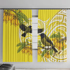 Bellbird New Zealand Window Curtain Korimako Kowhai Maori Pattern