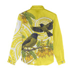 Bellbird New Zealand Women Casual Shirt Korimako Kowhai Maori Pattern