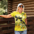 Bellbird New Zealand Women Polo Shirt Korimako Kowhai Maori Pattern