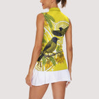 Bellbird New Zealand Women Sleeveless Polo Shirt Korimako Kowhai Maori Pattern