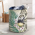 Endemic Tomtit New Zealand Laundry Basket Miromiro Manuka Silver Fern Maori Pattern