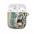 Endemic Tomtit New Zealand AirPods Case Miromiro Manuka Silver Fern Maori Pattern