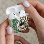 Endemic Tomtit New Zealand AirPods Case Miromiro Manuka Silver Fern Maori Pattern