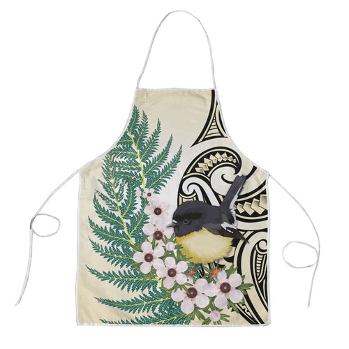 Endemic Tomtit New Zealand Apron Miromiro Manuka Silver Fern Maori Pattern