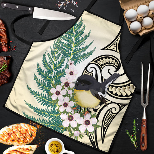 Endemic Tomtit New Zealand Apron Miromiro Manuka Silver Fern Maori Pattern