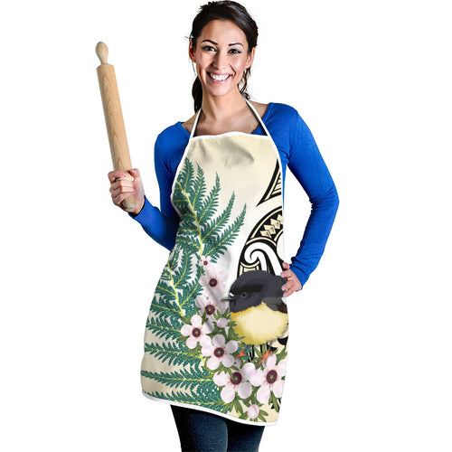 Endemic Tomtit New Zealand Apron Miromiro Manuka Silver Fern Maori Pattern