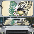 Endemic Tomtit New Zealand Auto Sun Shade Miromiro Manuka Silver Fern Maori Pattern