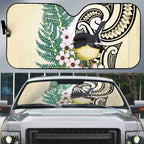 Endemic Tomtit New Zealand Auto Sun Shade Miromiro Manuka Silver Fern Maori Pattern