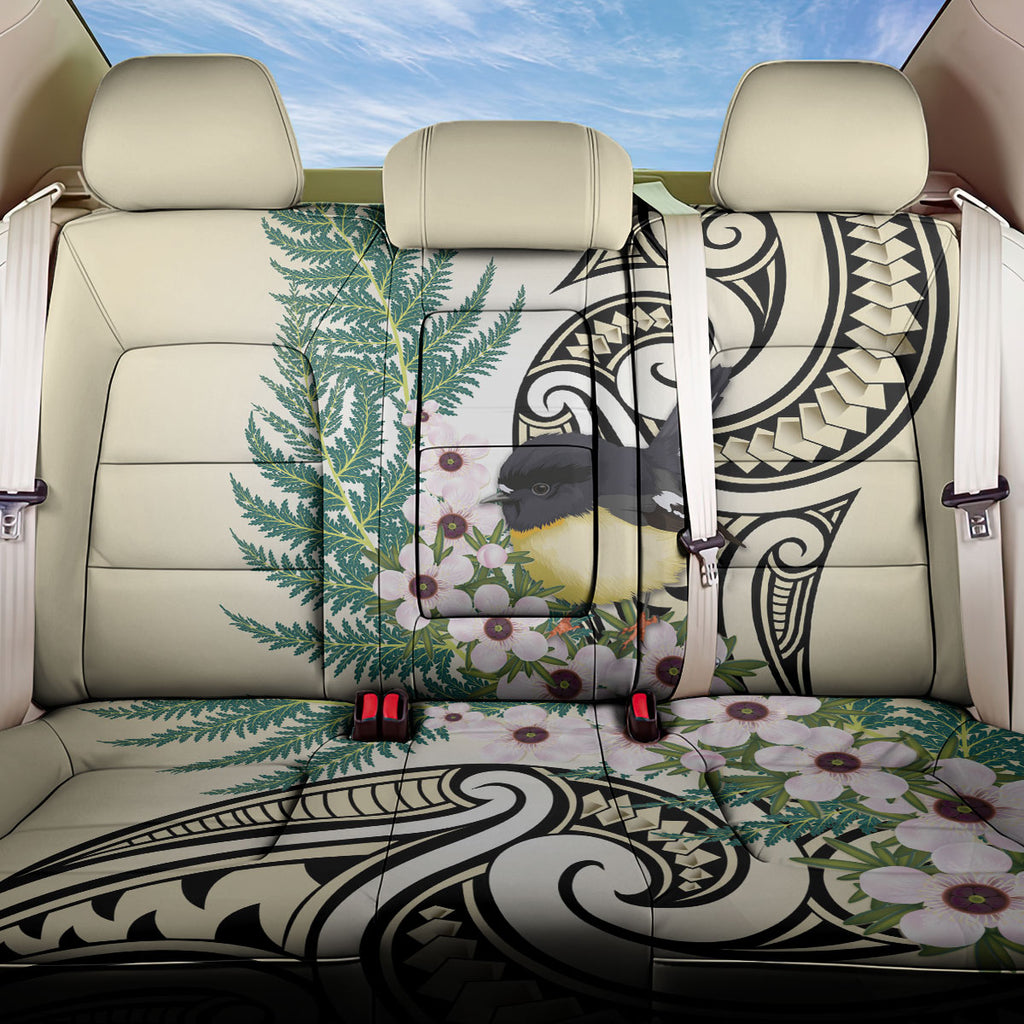 Endemic Tomtit New Zealand Back Car Seat Cover Miromiro Manuka Silver Fern Maori Pattern