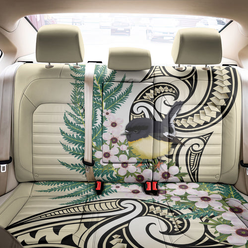 Endemic Tomtit New Zealand Back Car Seat Cover Miromiro Manuka Silver Fern Maori Pattern