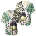 Endemic Tomtit New Zealand Baseball Jersey Miromiro Manuka Silver Fern Maori Pattern