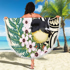 Endemic Tomtit New Zealand Beach Blanket Miromiro Manuka Silver Fern Maori Pattern
