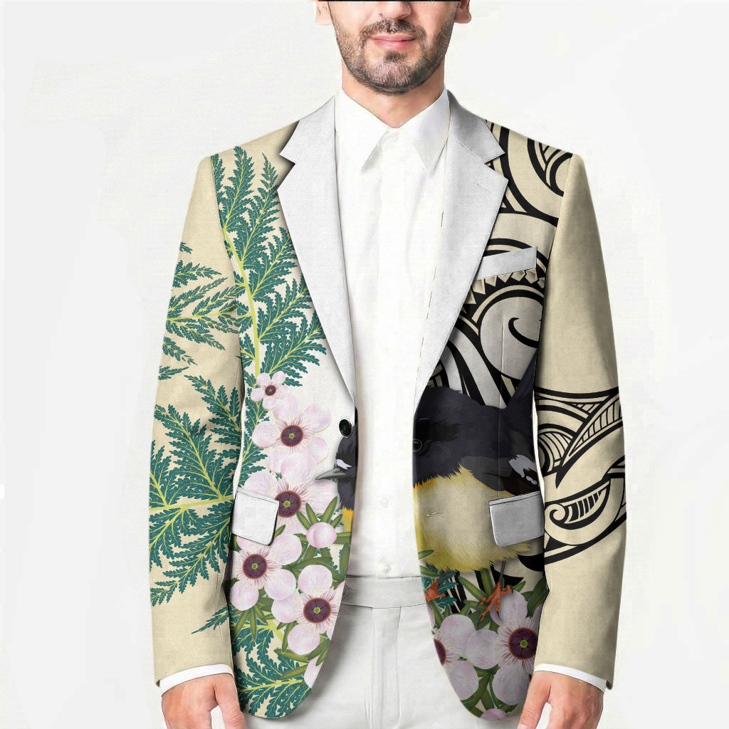 Endemic Tomtit New Zealand Blazer Miromiro Manuka Silver Fern Maori Pattern