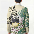 Endemic Tomtit New Zealand Blazer Miromiro Manuka Silver Fern Maori Pattern
