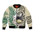 Endemic Tomtit New Zealand Bomber Jacket Miromiro Manuka Silver Fern Maori Pattern
