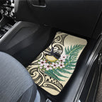 Endemic Tomtit New Zealand Car Mats Miromiro Manuka Silver Fern Maori Pattern