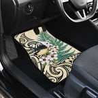 Endemic Tomtit New Zealand Car Mats Miromiro Manuka Silver Fern Maori Pattern