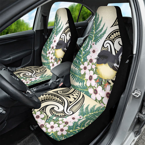 Endemic Tomtit New Zealand Car Seat Cover Miromiro Manuka Silver Fern Maori Pattern