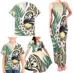 Endemic Tomtit New Zealand Family Matching Tank Maxi Dress and Hawaiian Shirt Miromiro Manuka Silver Fern Maori Pattern