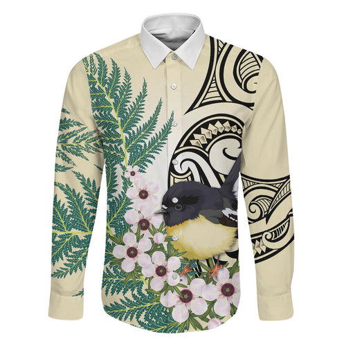 Endemic Tomtit New Zealand Family Matching Tank Maxi Dress and Hawaiian Shirt Miromiro Manuka Silver Fern Maori Pattern