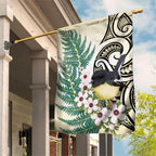 Endemic Tomtit New Zealand Garden Flag Miromiro Manuka Silver Fern Maori Pattern