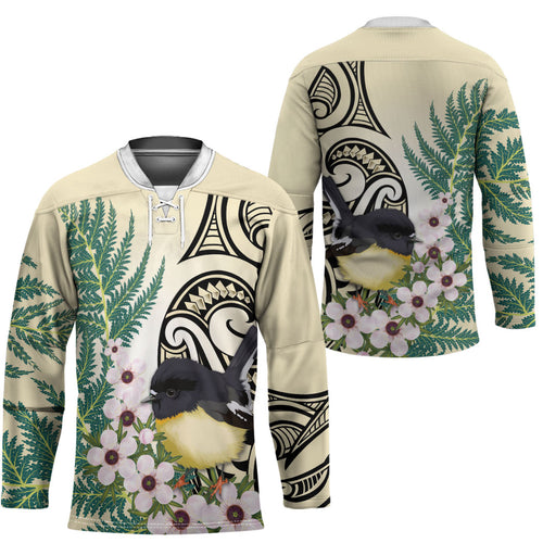 Endemic Tomtit New Zealand Hockey Jersey Miromiro Manuka Silver Fern Maori Pattern