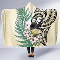 Endemic Tomtit New Zealand Hooded Blanket Miromiro Manuka Silver Fern Maori Pattern